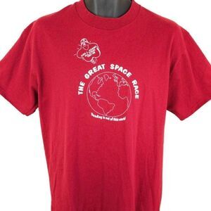 Vintage Great Space Race T Shirt Mens Size Large 90s Reading Books Made In USA